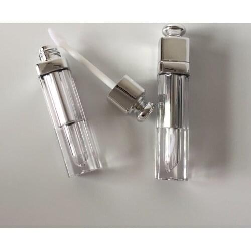 6ps High Quality, Empty, Elegant, Clear golden pink empty Lip stick containers package Lip plumper lip gloss tube Cosmetic ware