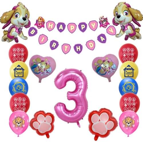 Paw Patrol Toys Pupply Ballons Action Figures Patrulla Canina Skye Model Girls Birthday Party DIY Deco Gifts Set For Children