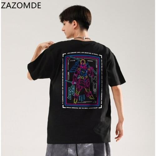 ZAZOMDE Men Hip Hop T-Shirt Streetwear Graphic Letter Print T Shirt Summer Short Sleeve Tshirt Harajuku Cotton Casual Tops Tees