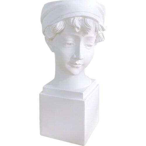 Heads Planter Resin Succulent Planter Vase Indoor Outdoor Office Garden Decoration 7" Sculpture Cosmetic Makeup Pen Holder