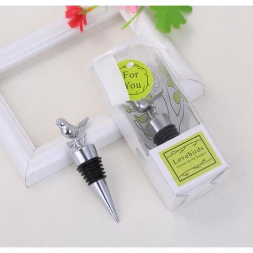 Love birds Chrome Bottle Stopper Wine Wedding Favors Free shipping 100 pcs/lot SN648