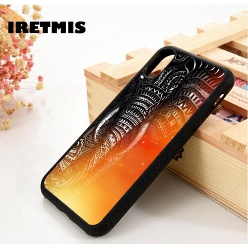 Iretmis 5 5S SE 6 6S Silicone phone case cover for iPhone 7 8 plus X Xs 11 Pro Max XR Elephant african sunset animal tribal