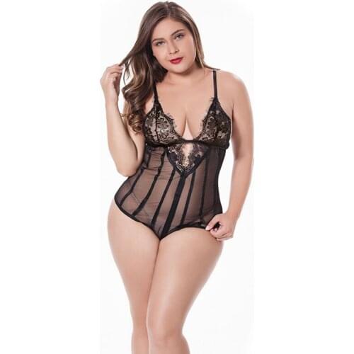 Jumpsuit Sexy Bodysuit Women Sleeve Sensual Lingerie Erotic Costumes Deep V Neck Lingerie Short Pajama Sleepwear High Quality