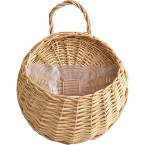 Fruit Baskets Mini Handbag Wall Hanging Rattan Wicker Woven Flower Bag Living Room Garden High Capacity Balcony Portable Bamboo