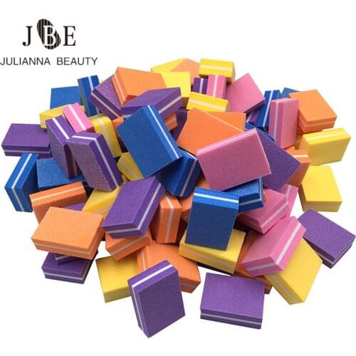 100Pcs/lot 100/180 Mini Buffer Sponge Blocks Professional Nail File Disposable Cuticle Remover Polishing Manicure Tools Grit