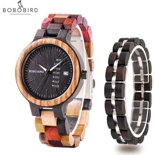 Montre femme BOBO BIRD Wooden Women Watches Bracelet Set High Quality Japan Movement Quartz Watch in Wood Box reloj mujer