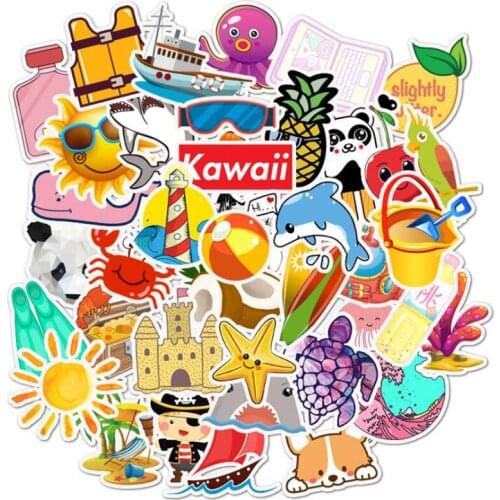 50pcs Anime Lovely Fresh Casual Style Laptop Sticker Waterproof Suitcase DIY Skateboard Decals For MacBook/HP Notebook