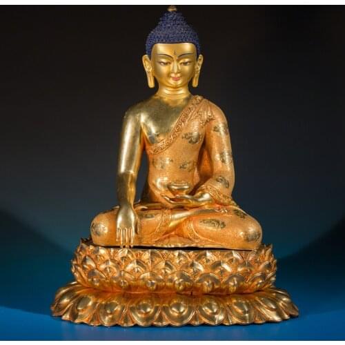Nepal Shakya fine handmade 24K 30cm gold Buddha Shakya Muni Buddha