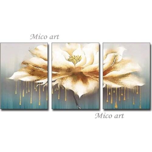 Newest 3 Panel Flower Canvas Art Oil Painting Hand Drawn Modern Home Wall Decoration Artwork Showpieces For Living Room Decor