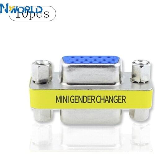 Nworld 10pcs 15 Pin SVGA Connector DB HD New 15 VGA SVGA KVM Female to Female Gender Changer Adapter