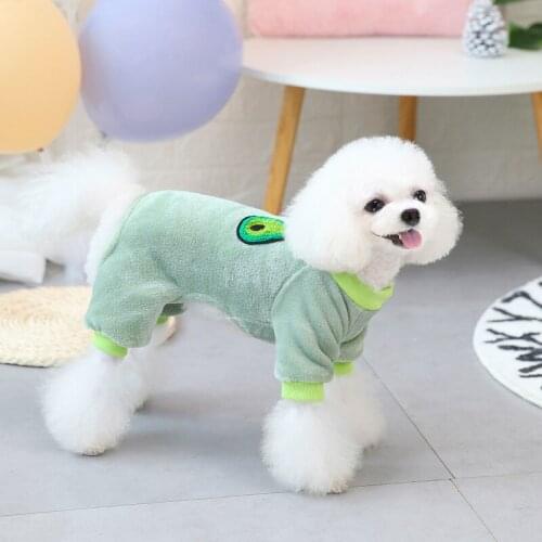 Puppy Clothes Warm Comfortable Fleece Coat Fruit Pattern Fleece Jumpsuit for Puppy Clothes Autumn Winter Cat Clothes