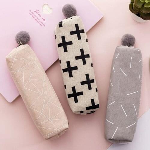 Creative Kawaii Plush Ball Pencil Case Trousse Stylo Canvas Pen Pouch Bag Back To School Estuche Material Escolar Stationery