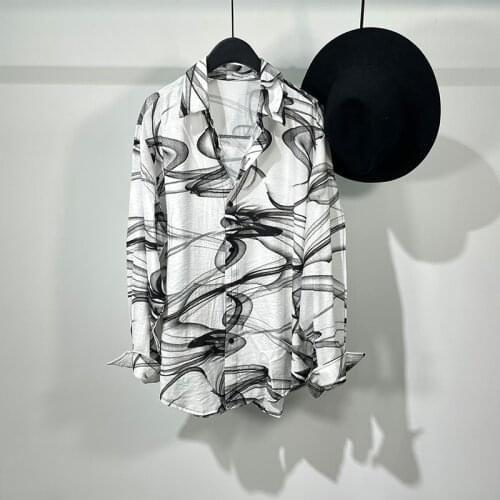 Owen seak Men Casual Shirt Gothic Mens Clothing Hip Hop Tops Tees Autumn Oversized High Streetwear Long Sleeves Black Shirt