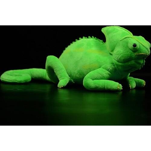 Lifelike Chameleon Plush Toy Soft Realistic Wild Animal Veiled Chameleon Stuffed Toys Birthday Gift For Kids