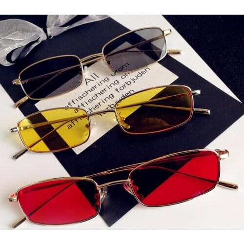 1PC Unisex Small Retro Shades Rectangle Fishing Sunglasses UV400 Metal Frame Clear Lens Sun Glasses Eyewear Men Women Goggles