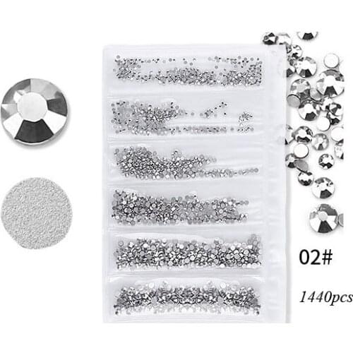 Flatback Glass Nail Rhinestones Mixed Sizes SS3-SS10 Nail Art Decoration Stones Shiny Gems Manicure Accessories
