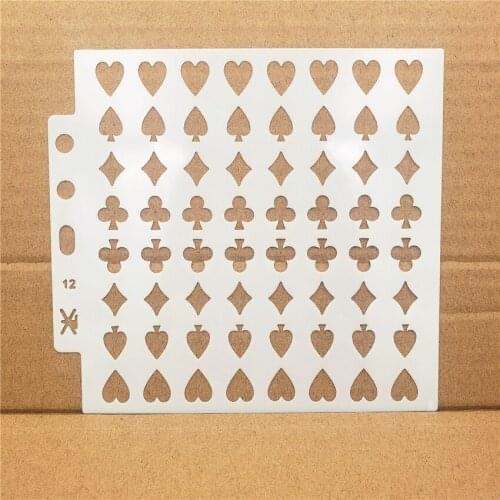 14.1*13 Poker stencils Cover template spray plastic mold shield DIY cake hollow Embellishment printing lace ruler Easter