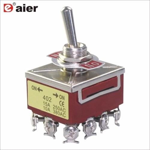 1Pcs KN3C-402 12 Pins Heavy Duty Toggle Switch High Quality Switches 12MM ON-ON 2 Position CE 15A 125VAC Screw Terminal Brown