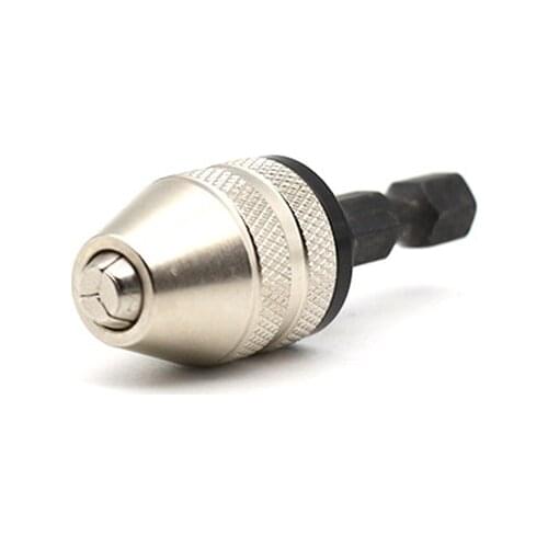 0.3-3.6mm Heavy Duty Keyless Drill Chuck, Silver Black Metal Electric Drill Chuck Quick Release Adapter Converter, Hex Shank