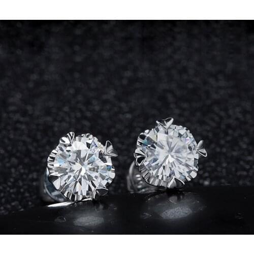 AEAW 0.5 Carat 1ctw Moissanite Gemstone Stud Earrings for Women Solid 925 Sterling Silver D color Solitaire Fine Jewelry