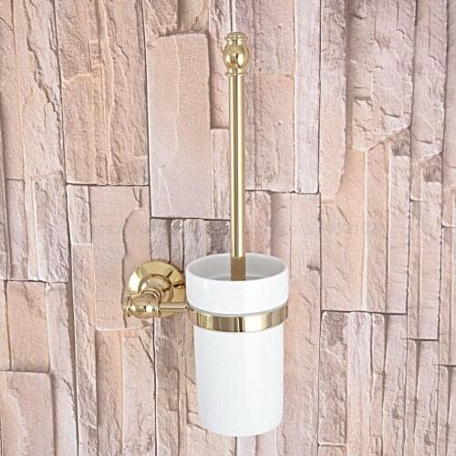Gold brass bathroom toilet ceaner brush holder toilet rack holder Bathroom hardware accessories Toilet brush holder zba313