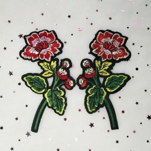 1pair Flower Applique Embroidered Iron on Fabric Patches For Clothes Bag Jacket Sticker Repair Diy Craft Decoration High Quality
