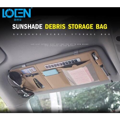 1PC Car Sun Visor card holder with Parking card leather Multi-function Glasses Pen Card Organizer Auto Sunshade Storage Bag