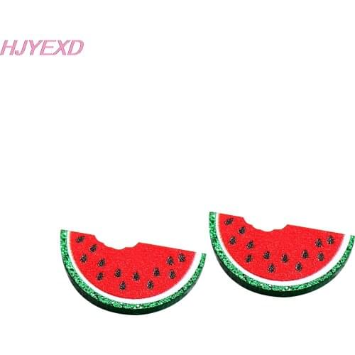 10pcs) AC1865- Acrylic Watermelon For Earrings (Flat back) Party DIY Green Glitter Jewelry Accessories