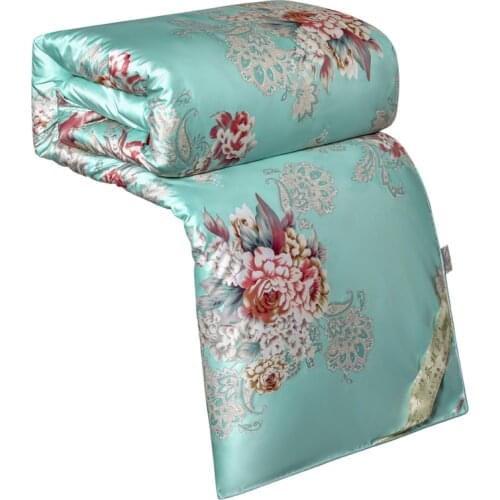 Genuine 100 Mulberry Silk Comforter Summer Cool Quilt Spring/Autumn Quilt Winter Double King Duvet jacquard Bedding in Filler