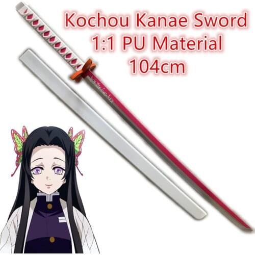 104cm Demon Slayer Sword Weapon Kochou Kanae Pink Sowrd Cosplay 1:1 Ninja Knife PU Prop Kimetsu no Yaiba Anime Sword