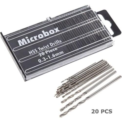20pcs/box 0.3mm-1.6mm Mini HSS Micro High Speed Steel Twist Drill Bit SetModel Craft Micro drill opening set