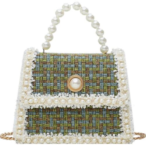 2021 Fashion Small Designer Pearl Crossbody Bag for Women Vintage Female Purses and Handbags PU Leather Shoulder Bags