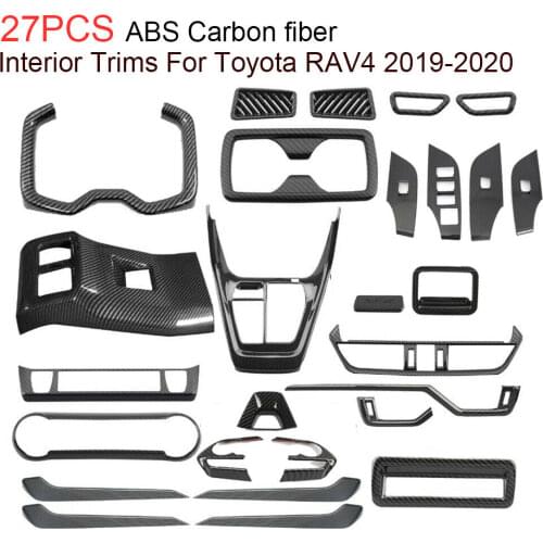 27*Carbon fiber ABS Interior Decoration Cover Trim Fit For Toyota Rav4 2019-2020