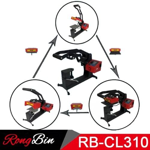 3 in 1 Combo Double Display Cap Heat Press Machine 15x15CM Logo Label Cap Pen Printing Machine Sublimation Label Printer