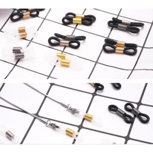 30pcs springs with plastic silicone connection glasses chain silicone anti-slip rubber ring Strap Eyelets for Glasses Band Rope