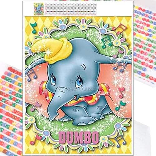 Diamond Embroidery Painting Mosaic Cartoon Dumbo Animal 5D DIY Full Square Round Cross Stitch Mural Home Decoration