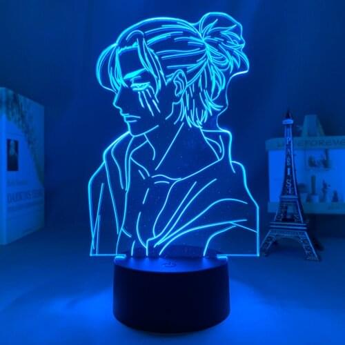 Anime 3d Lamp Light Attack on Titan 4 Eren Yeager Figure for Bedroom Decor Night Light Kids Birthday Gift Shingeki No Kyojin