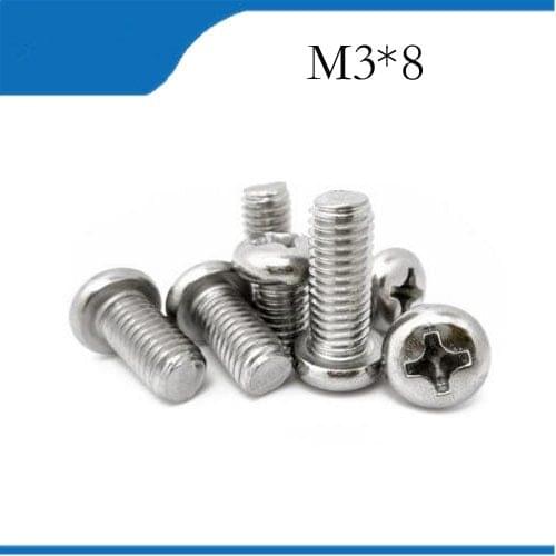 Free shipping 200pcs Stainless steel screws M3*2/3/4/5/6mm cross pan head machine screws,round head boltscross recessed phillips
