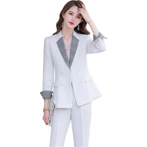 Business casual fashion temperament high-end professional womens retro color matching Slim was thin lacing small suit two-piece