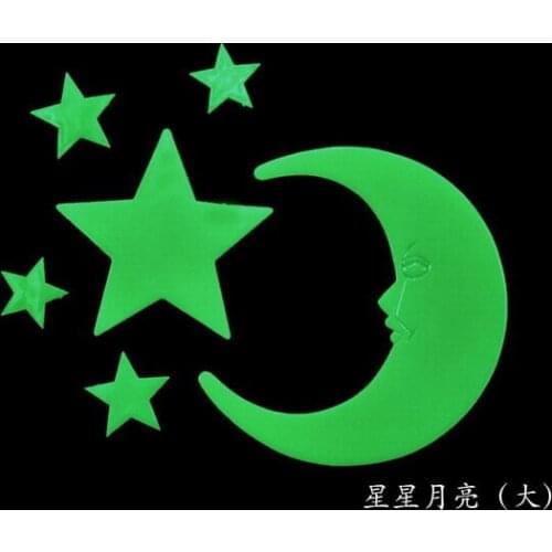 Fluorescent Star and Moon Big Size Wall Sticker Night Luminous Star and Moon Sticker