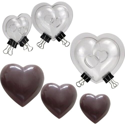 3 type size DIY Cake 3D heart chocolate mold decoration Polycarbonate Chocolate Mold baking Candy confectionery tool