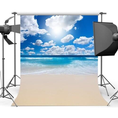 Mehofoto Blue Sea Wave Sky Photography Backdrop Sandy Beach Summer Holiday Background Photo S-575