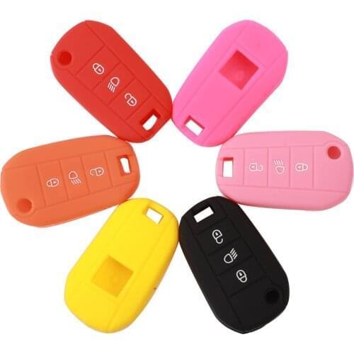 Kutery 10pcs 3 Buttons Remote Car Key Case Silicone Set Shell For For Peugeot 3008 208 308 508 408 2008 Citroen Car Accessories