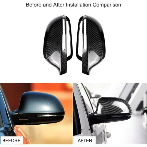 KKMOON Side Wing Mirror Covers Caps Replacement Decoration Fit For Audi A4 B8 2008-2011 A5 B8 2009-2012 car styling