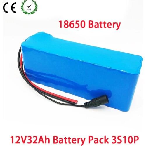 12V 32Ah Rechargeable Battery DC 12.6V 18650 Li-ion Battery 32Ah Hunting Xenon Fishing Lamp Outdoor Light Source