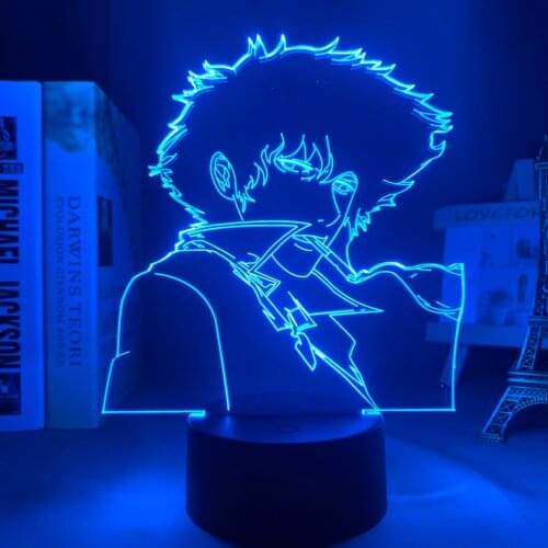 Led Night Light Lamp Anime Cowboy Bebop Spike Spiegel for Bedroom Decorative Room Nightlight Birthday Gift 3d Table Light