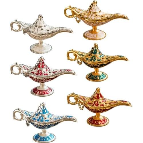 Metal Genie Lamp Light Wishing Teapot Retro Furnishing Articles Light Pot Decoration Home Ornaments