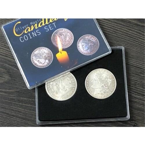 Candlelight Coins Set by Oliver Magic Coin Magic Tricks Gimmick Close up Magic Coin Thru Table Illusions Close up Magia Props