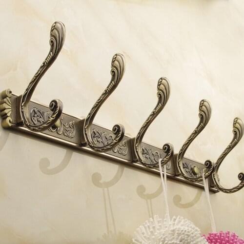 European Retro 4-6 hook wall hook Metal Bronze Antique storage rack hat clothes hooks for hanging coat hanger home organizer