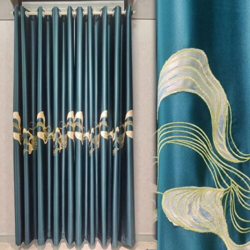 New Ladys Satin Laser Embroidered Modern Simple Curtains for Bedroom Living Room Hotel Shade Customization luxury curtains
